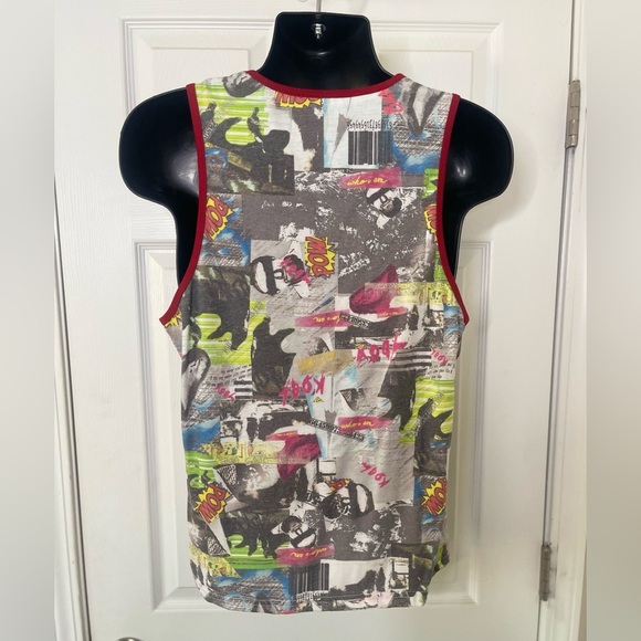 Adam Levine Collection Red and Gray Tank Top with Playful Design - Picture 2 of 3